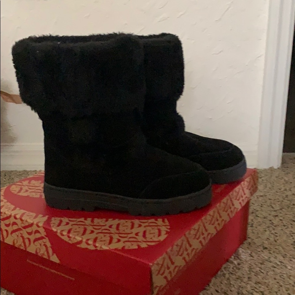 Black fur suede  boots